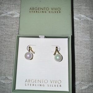 Argento Vivo Gold and Pearl Drop Earrings